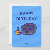 Funny Birthday Card – Cute Guinea Pig & Cake Feestdagenkaart (Achterkant)