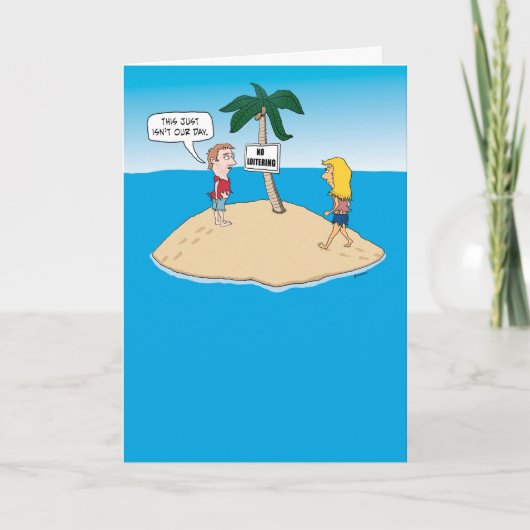 Funny Birthday Card: Desert Island Kaart (Voorkant)