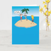 Funny Birthday Card: Desert Island Kaart (Gele Bloem)