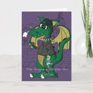 Funny Birthday Card - Draak met het Girl Tattoo Kaart