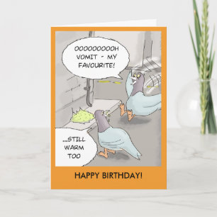 Funny Birthday Card: duivenziek Kaart