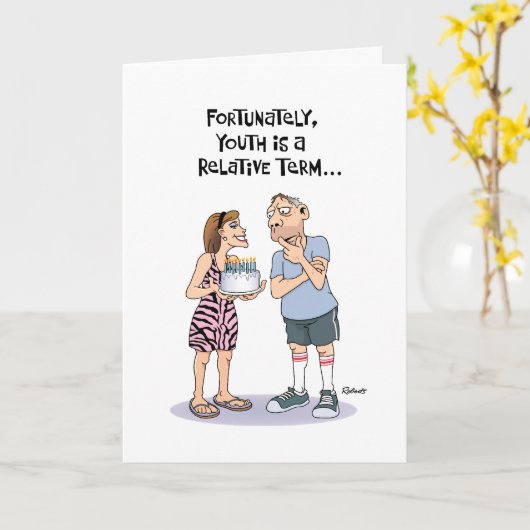 Funny Birthday Card for Middle Aged Guy Kaart (Gele Bloem)