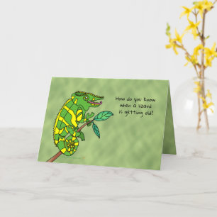 Funny Birthday Card for Old Man Lizard Joke Custom Kaart