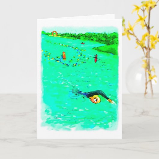 Funny Birthday Card for Swimmer - Off Course Kaart (Gele Bloem)