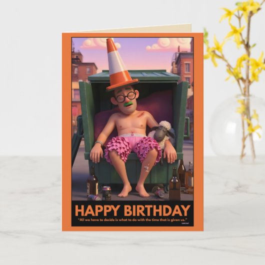 Funny Birthday Card Kaart (Gele Bloem)