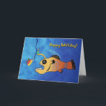 Funny Birthday Card met zeeduivel Kaart<br><div class="desc">Een grappige illustratie van een zeeduivel die klaar staat om een verjaardagstaart te eten. Grappig verjaardagskaart met Happy Baitday! op de omslag. Afbeelding en vers copyright © Shoaff Ballanger Studios.</div>