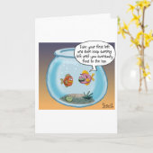Funny Birthday Card over leven en dood met vissen Kaart (Gele Bloem)