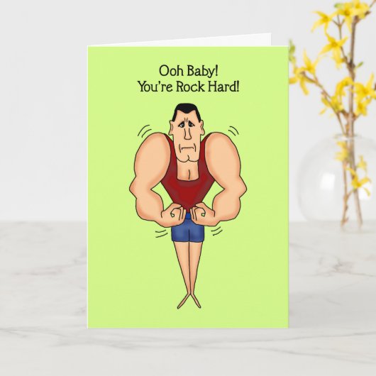 Funny Birthday Card: Rock Hard Kaart (Gele Bloem)
