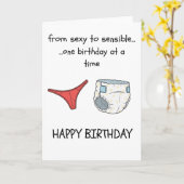 Funny Birthday Card - Thong to Nappy Kaart (Gele Bloem)