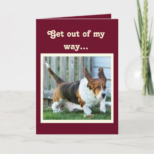 Funny Birthday Card w/Cute Basset Hound and Cake Kaart