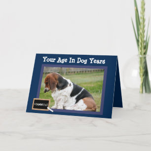 Funny Birthday Card w/Cute Basset Hound Kaart