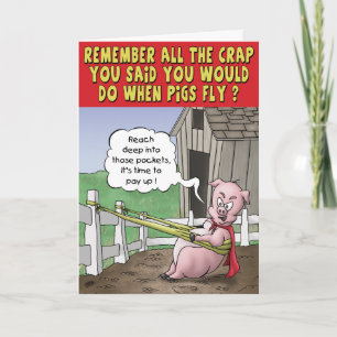 Funny Birthday Card: Wanneer varkens vliegen Kaart