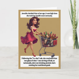 Funny Birthday Card  Wine Cart 5-a-day Joke Kaart