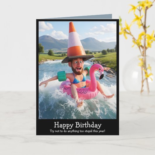 Funny Birthday Cards for men Kaart (Gele Bloem)