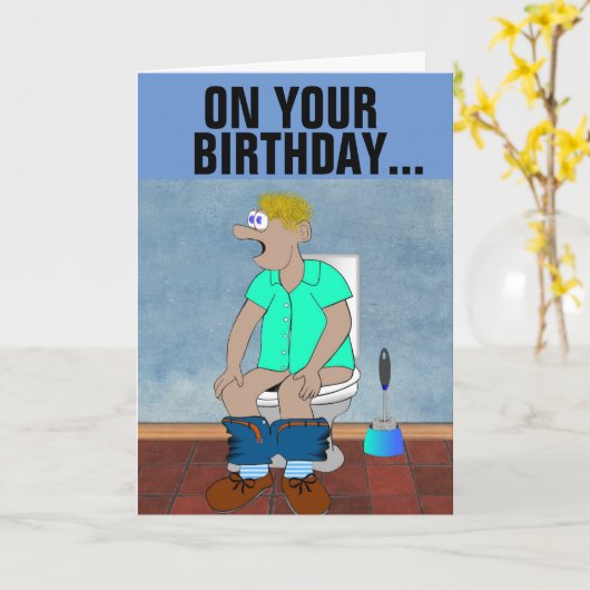 FUNNY BIRTHDAY CARDS GOED BOWEL MOVEMENTS KAART (Gele Bloem)
