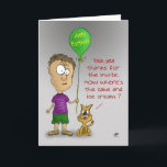 Funny Birthday Cards Kaart<br><div class="desc">Funny birthday card with a funny cartoon image of a cranky talking cat and it's owner with a birthday greeting on the inside.</div>