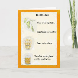 Funny Birthday Cartoon Card: Beer Logic Kaart