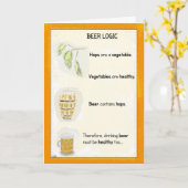 Funny Birthday Cartoon Card: Beer Logic Kaart (Gele Bloem)
