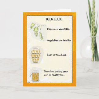 Funny Birthday Cartoon Card: Beer Logic Kaart