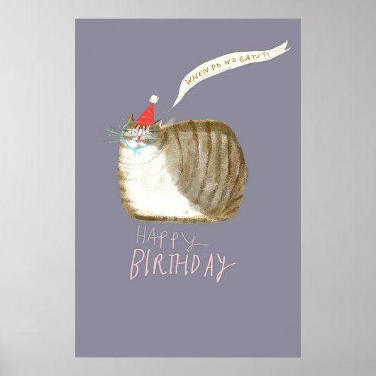 Funny Birthday Cat Poster (Voorkant)
