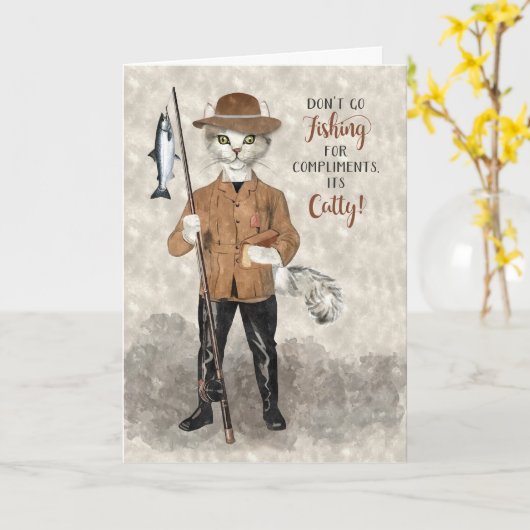 Funny Birthday CATch van de Dag Kaart (Gele Bloem)