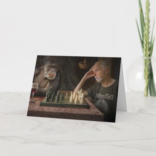 FUNNY BIRTHDAY CHIMPANZEE WENSKAART KAART (Voorkant)