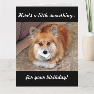 Funny Birthday Corgi met Bone Kaart