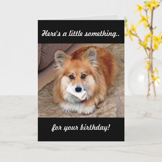 Funny Birthday Corgi met Bone Kaart (Gele Bloem)