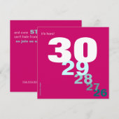 Funny Birthday Countdown for Her Party Invitation Kaart (Voorkant / Achterkant)