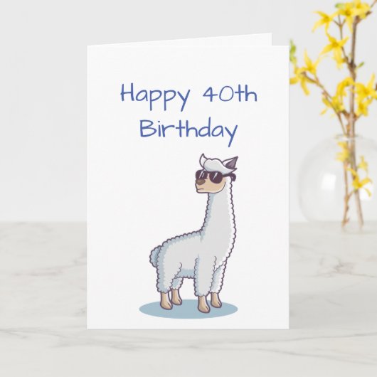 Funny Birthday Custom Age 30th Llama Animal Kaart (Gele Bloem)