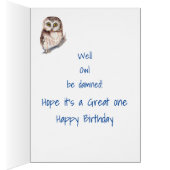 Funny Birthday Cute Little Owl Bird (Binnen (Rechts))