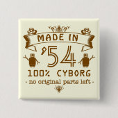 Funny Birthday Cyborg met jaar Vierkante Button 5,1 Cm (Voorkant)