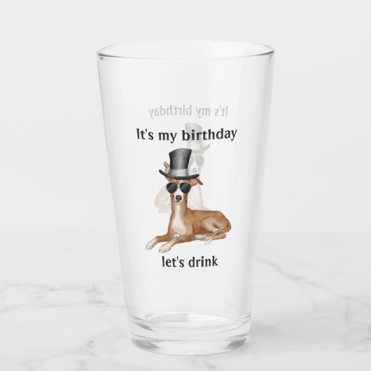 Funny Birthday Dog Glass Glas (Voorkant)