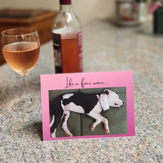 Funny Birthday dog met wijndoos Kaart