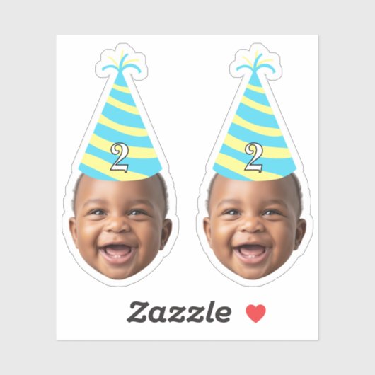 Funny Birthday Face with Party Hat & Custom Age  Sticker (Vel)