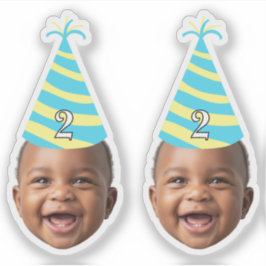 Funny Birthday Face with Party Hat & Custom Age Sticker