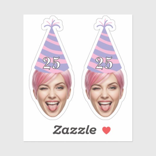 Funny Birthday Face with Party Hat & Custom Age Sticker (Vel)