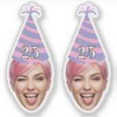 Funny Birthday Face with Party Hat & Custom Age  Sticker (Voorkant)