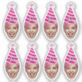 Funny Birthday Face with Party Hat & Custom Age  Sticker (Voorkant)