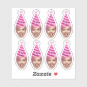 Funny Birthday Face with Party Hat & Custom Age  Sticker (Vel)