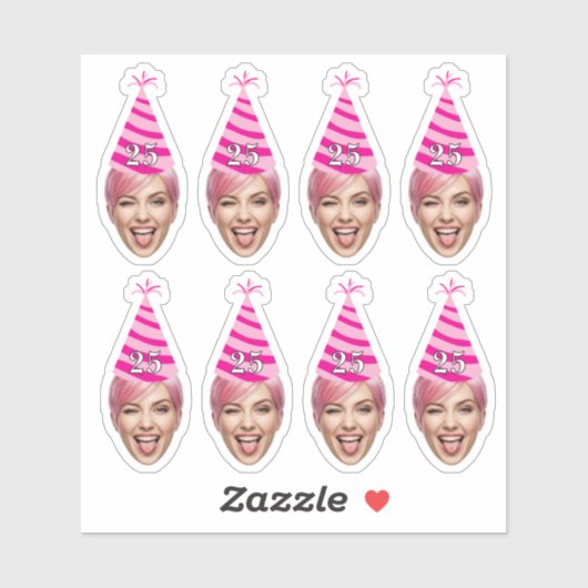 Funny Birthday Face with Party Hat & Custom Age Sticker (Vel)