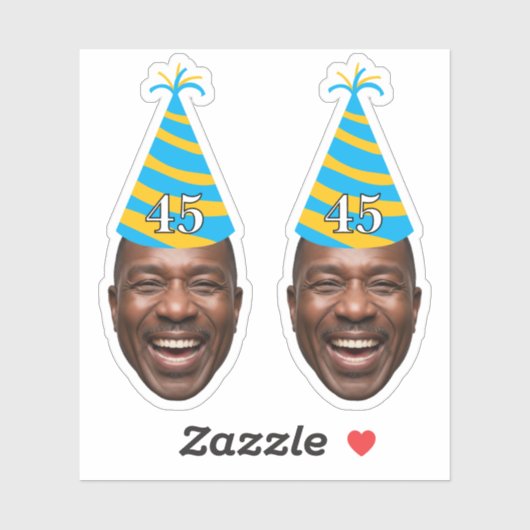 Funny Birthday Face with Party Hat & Custom Age  Sticker (Vel)