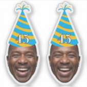 Funny Birthday Face with Party Hat & Custom Age  Sticker (Voorkant)