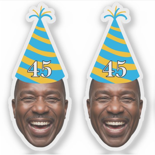 Funny Birthday Face with Party Hat & Custom Age  Sticker (Voorkant)
