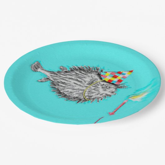 Funny Birthday Fish Wish Papieren Bordje (Gekanteld)