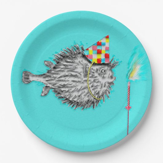 Funny Birthday Fish Wish Papieren Bordje (Voorkant)
