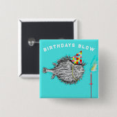 Funny Birthday Fish Wish Vierkante Button 5,1 Cm (Voorkant /achterkant)