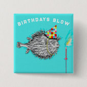 Funny Birthday Fish Wish Vierkante Button 5,1 Cm (Voorkant)