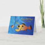 Funny Birthday for Cousin, Anglerfish Baitday Kaart<br><div class="desc">Papieren verjaardagscadeau voor een neef. Een grappige illustratie van een zeeduivel die klaar staat om een verjaardagstaart te eten. Grappig verjaardagskaart met Happy Baitday! op de omslag. Afbeelding en vers copyright © Shoaff Ballanger Studios.</div>