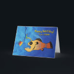 Funny Birthday for Goddad, Anglerfish Baitday Kaart<br><div class="desc">Papieren verjaardagswenskaart voor een Goddad,  Godfather. Een grappige illustratie van een zeeduivel die klaar staat om een verjaardagstaart te eten. Een grappige verjaardagskaart met Happy Baitday! op de cover. Afbeelding en vers copyright © Shoaff Ballanger Studios.</div>